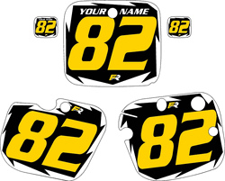Yamaha YZ490 1982 Pre-Printed Black Background - White Shock Series - Yellow Number by Factory Ride Yamaha YZ490 1982 Pre-Printed Black Background - White Shock Series - Yellow Number by Factory Ride