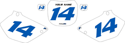 2002-2004 Yamaha YZ250 Custom Pre-Printed Background White - Blue Numbers by Factory Ride 2002-2004 Yamaha YZ250 Custom Pre-Printed Background White - Blue Numbers by Factory Ride