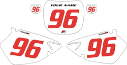 2000-2001 Yamaha YZ250 Custom Pre-Printed Background White - Red Numbers by Factory Ride 2000-2001 Yamaha YZ250 Custom Pre-Printed Background White - Red Numbers by Factory Ride