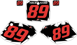 1989-1990 Yamaha YZ125 Pre-Printed Black Background - White Shock Series - Red Number by Factory Ride 1989-1990 Yamaha YZ125 Pre-Printed Black Background - White Shock Series - Red Number by Factory Ride