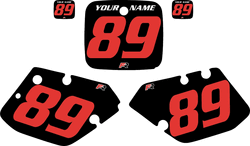 1989-1990 Yamaha YZ125 Custom Pre-Printed Black Background - Red Numbers by Factory Ride 1989-1990 Yamaha YZ125 Custom Pre-Printed Black Background - Red Numbers by Factory Ride