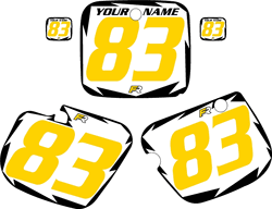 Yamaha YZ125 1983 Pre-Printed White Background - Black Shock Series - Yellow Number by Factory Ride Yamaha YZ125 1983 Pre-Printed White Background - Black Shock Series - Yellow Number by Factory Ride