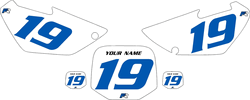 2002-2014 Yamaha YZ85 Pre-Printed Backgrounds White - Blue Numbers by FactoryRide 2002-2014 Yamaha YZ85 Pre-Printed Backgrounds White - Blue Numbers by FactoryRide
