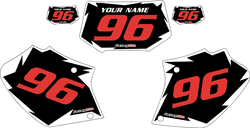 1996-2004 Honda XR250 Pre-Printed Backgrounds Black - White Shock - Red Numbers by FactoryRide 1996-2004 Honda XR250 Pre-Printed Backgrounds Black - White Shock - Red Numbers by FactoryRide