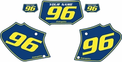 Fits Honda XR250 1996-2004 Blue Pre-Printed Backgrounds - Yellow Pinstripe by FactoryRide Fits Honda XR250 1996-2004 Blue Pre-Printed Backgrounds - Yellow Pinstripe by FactoryRide