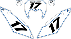 2017-2022 SHERCO 125 SE Custom Pre-Printed Background White - Blue Pinstripe by Factory Ride 2017-2022 SHERCO 125 SE Custom Pre-Printed Background White - Blue Pinstripe by Factory Ride