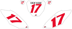 2018-2021 Honda CRF250 R Pre-Printed Backgrounds White - Red Numbers by Factory Ride 2018-2021 Honda CRF250 R Pre-Printed Backgrounds White - Red Numbers by Factory Ride