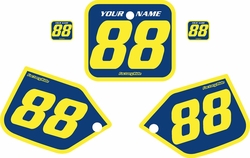 Fits Honda CR250 1987 Blue Pre-Printed Backgrounds - Yellow Bold Pinstripe by FactoryRide Fits Honda CR250 1987 Blue Pre-Printed Backgrounds - Yellow Bold Pinstripe by FactoryRide