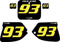 1993-1995 Suzuki RM125 Pre-Printed Backgrounds Black - Yellow Numbers by FactoryRide 1993-1995 Suzuki RM125 Pre-Printed Backgrounds Black - Yellow Numbers by FactoryRide