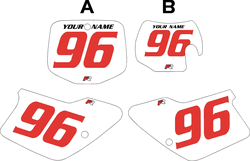 1996-2001 GAS GAS EC125 Custom Pre-Printed Background White - Red Numbers by Factory Ride 1996-2001 GAS GAS EC125 Custom Pre-Printed Background White - Red Numbers by Factory Ride