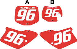 1996-2001 GAS GAS EC250 Custom Pre-Printed Background Red - White Numbers by Factory Ride 1996-2001 GAS GAS EC250 Custom Pre-Printed Background Red - White Numbers by Factory Ride