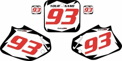 1993-1994 Honda CR125 Pre-Printed Backgrounds White - Black Shock - Red Numbers by FactoryRide 1993-1994 Honda CR125 Pre-Printed Backgrounds White - Black Shock - Red Numbers by FactoryRide