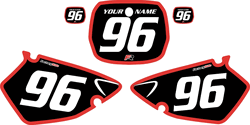 1996-1999 Yamaha YZ125 Custom Pre-Printed Background Black - Red Bold Pinstripe by Factory Ride 1996-1999 Yamaha YZ125 Custom Pre-Printed Background Black - Red Bold Pinstripe by Factory Ride