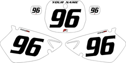 1996-1999 Yamaha YZ125 Custom White Pre-Printed Background - Black Numbers by Factory Ride 1996-1999 Yamaha YZ125 Custom White Pre-Printed Background - Black Numbers by Factory Ride
