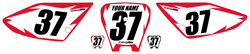 2004-2010 Honda CRF100 Pre-Printed Backgrounds White - Red Shock Series by FactoryRide 2004-2010 Honda CRF100 Pre-Printed Backgrounds White - Red Shock Series by FactoryRide