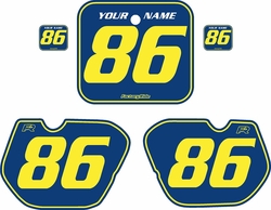 Fits Honda CR500 1985-1986 Blue Pre-Printed Backgrounds - Yellow Pinstripe by FactoryRide Fits Honda CR500 1985-1986 Blue Pre-Printed Backgrounds - Yellow Pinstripe by FactoryRide