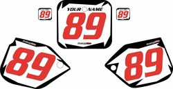 1989-1990 Honda CR125 Pre-Printed Backgrounds White - Black Shock - Red Numbers by FactoryRide 1989-1990 Honda CR125 Pre-Printed Backgrounds White - Black Shock - Red Numbers by FactoryRide