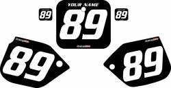 1989-1990 Honda CR125 Custom Black Pre-Printed Background - White Numbers by Factory Ride 1989-1990 Honda CR125 Custom Black Pre-Printed Background - White Numbers by Factory Ride