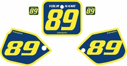 Fits Honda CR500 1987-1988 Blue Pre-Printed Backgrounds - Yellow Bold Pinstripe by FactoryRide Fits Honda CR500 1987-1988 Blue Pre-Printed Backgrounds - Yellow Bold Pinstripe by FactoryRide