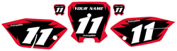 2011-2016 Honda CRF100 Pre-Printed Backgrounds Black - Red Shock Series by FactoryRide 2011-2016 Honda CRF100 Pre-Printed Backgrounds Black - Red Shock Series by FactoryRide