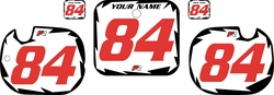 1984 Honda CR125 Pre-Printed Backgrounds White - Black Shock - Red Numbers by FactoryRide 1984 Honda CR125 Pre-Printed Backgrounds White - Black Shock - Red Numbers by FactoryRide