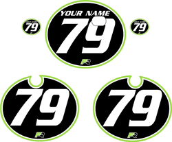 1979 Kawasaki KX250 Black Pre-Printed Backgrounds - Green Pro Pinstripe by FactoryRide 1979 Kawasaki KX250 Black Pre-Printed Backgrounds - Green Pro Pinstripe by FactoryRide
