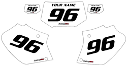 1996-2004 Honda XR400 White Pre-Printed Background - Black Numbers by Factory Ride 1996-2004 Honda XR400 White Pre-Printed Background - Black Numbers by Factory Ride