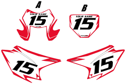 2015-2022 Honda CRF150 F Custom Pre-Printed Background White - Red Shock Series by Factory Ride 2015-2022 Honda CRF150 F Custom Pre-Printed Background White - Red Shock Series by Factory Ride