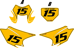 Honda CRF150 "F" 2015-2021 Pre-Printed Backgrounds Yellow - Black Pinstripe by FactoryRide Honda CRF150 "F" 2015-2021 Pre-Printed Backgrounds Yellow - Black Pinstripe by FactoryRide