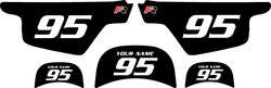 Yamaha PW 50 Black Pre-Printed Backgrounds - White Numbers by FactoryRide Yamaha PW 50 Black Pre-Printed Backgrounds - White Numbers by FactoryRide