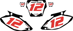 2004-2007 Honda CR250 Pre-Printed Backgrounds White - Black Shock - Red Numbers by FactoryRide 2004-2007 Honda CR250 Pre-Printed Backgrounds White - Black Shock - Red Numbers by FactoryRide