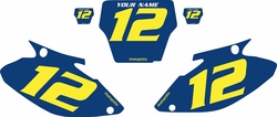 Fits Honda CR250 2004-2007 Blue Pre-Printed Backgrounds - Yellow Numbers by FactoryRide Fits Honda CR250 2004-2007 Blue Pre-Printed Backgrounds - Yellow Numbers by FactoryRide