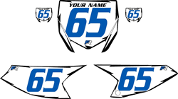 2018-2023 Yamaha YZ65 White Pre-Printed Backgrounds - Black Shock - Blue Number by FactoryRide 2018-2023 Yamaha YZ65 White Pre-Printed Backgrounds - Black Shock - Blue Number by FactoryRide