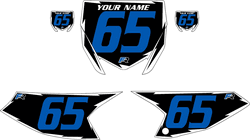 2018-2023 Yamaha YZ65 Black Pre-Printed Backgrounds - White Shock - Blue Number by FactoryRide 2018-2023 Yamaha YZ65 Black Pre-Printed Backgrounds - White Shock - Blue Number by FactoryRide