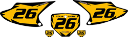 2003-2007 Honda CRF150 "F" Pre-Printed Backgrounds Yellow - Black Shock Series by FactoryRide 2003-2007 Honda CRF150 "F" Pre-Printed Backgrounds Yellow - Black Shock Series by FactoryRide