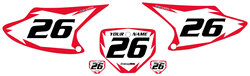 2003-2007 Honda CRF150F Pre-Printed Backgrounds White - Red Shock Series by FactoryRide 2003-2007 Honda CRF150F Pre-Printed Backgrounds White - Red Shock Series by FactoryRide