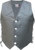Men's Drum Dyed Naked Cowhide Leather Vest with side laces & Buffalo Snaps - Sizes 40 to 56 Men's Drum Dyed Naked Cowhide Leather Vest with side laces & Buffalo Snaps - Sizes 40 to 56