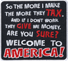 WELCOME TO AMERICA - EMBROIDERED PATCH <FONT color=#ff0010 face="Comic Sans MS">CLOSEOUT PRICED</FONT> WELCOME TO AMERICA - EMBROIDERED PATCH <FONT color=#ff0010 face="Comic Sans MS">CLOSEOUT PRICED</FONT>