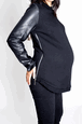 Louis Valcourt Leather Sleeve Sweater Top Louis Valcourt Leather Sleeve Sweater Top