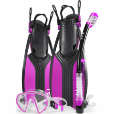 TYR Voyager Pink Mask Snorkel Fin Set - 2019 TYR Voyager Pink Mask Snorkel Fin Set - 2019