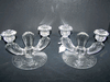 PAIR VINTAGE CRYSTAL GLASS DOUBLE CANDLE HOLDERS PAIR VINTAGE CRYSTAL GLASS DOUBLE CANDLE HOLDERS