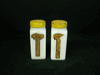 VINTAGE MILK GLASS SPICE JARS (2) W/ LABELS VINTAGE MILK GLASS SPICE JARS (2) W/ LABELS