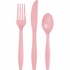 Touch of Color Classic Pink Assorted Plastic Cutlery in quantities of 24 / pkg, 12 pkgs / case