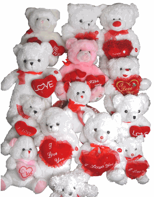 #JV10, 10"-12" VALENTINE STUFFED ANIMALS MIX (SELLING BY DOZEN)
