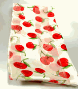 SL13X60 Creme Red Cherry Print Satin Chiffon Scarf SL13X60 Creme Red Cherry Print Satin Chiffon Scarf