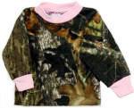 Infant or Girls Long Sleeve Camo Tee - Trimmed Pink