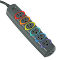 KMW62147 SmartSockets Color-Coded Strip Surge Protector, 6 Outlets, 7ft Cord By ACCO BRANDS, INC. KMW62147 SmartSockets Color-Coded Strip Surge Protector, 6 Outlets, 7ft Cord By ACCO BRANDS, INC.