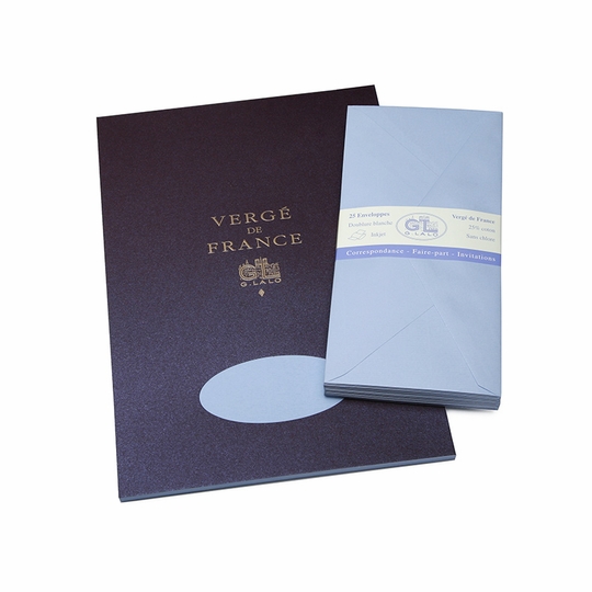 G. Lalo Verge De France Large Tablet and Envelope Set (8.25 x 11.75) ( Blue )