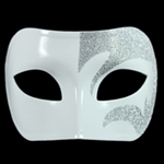 Mystic Silver Glitter & White Venetian Masquerade Mask