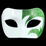 Mystic Green Glitter & White Venetian Masquerade Mask